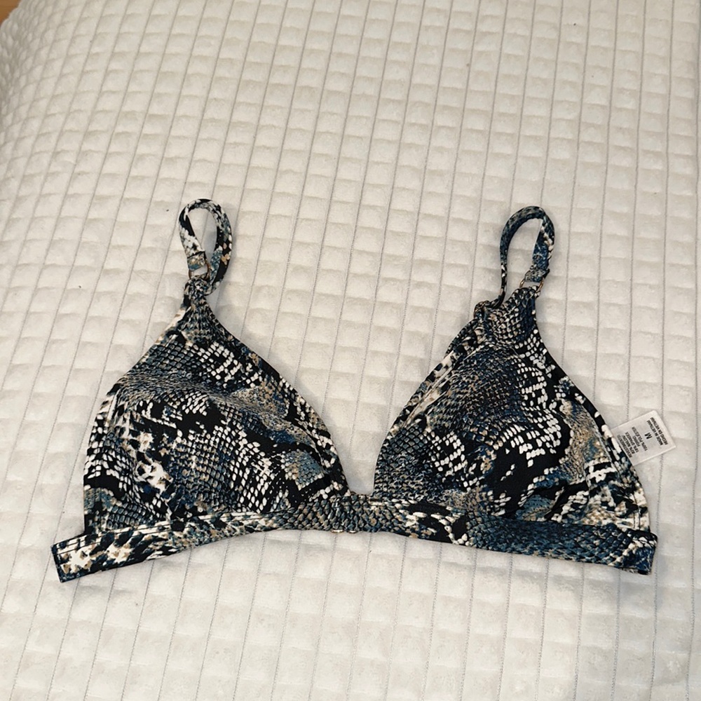Blue snake print bikini top